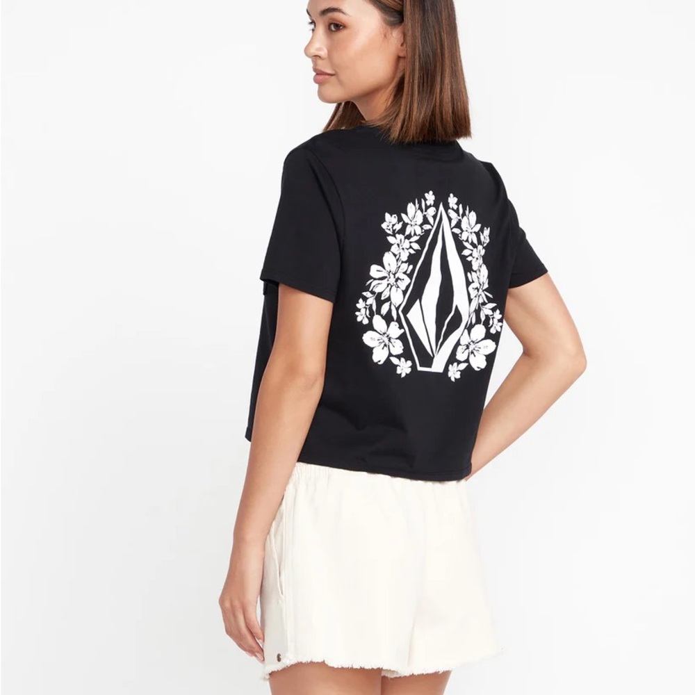 Volcom Black and White Floral Graphic Tee